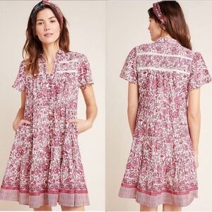NWT Anthropologie Georgina Tiered Shirtdress SZ M